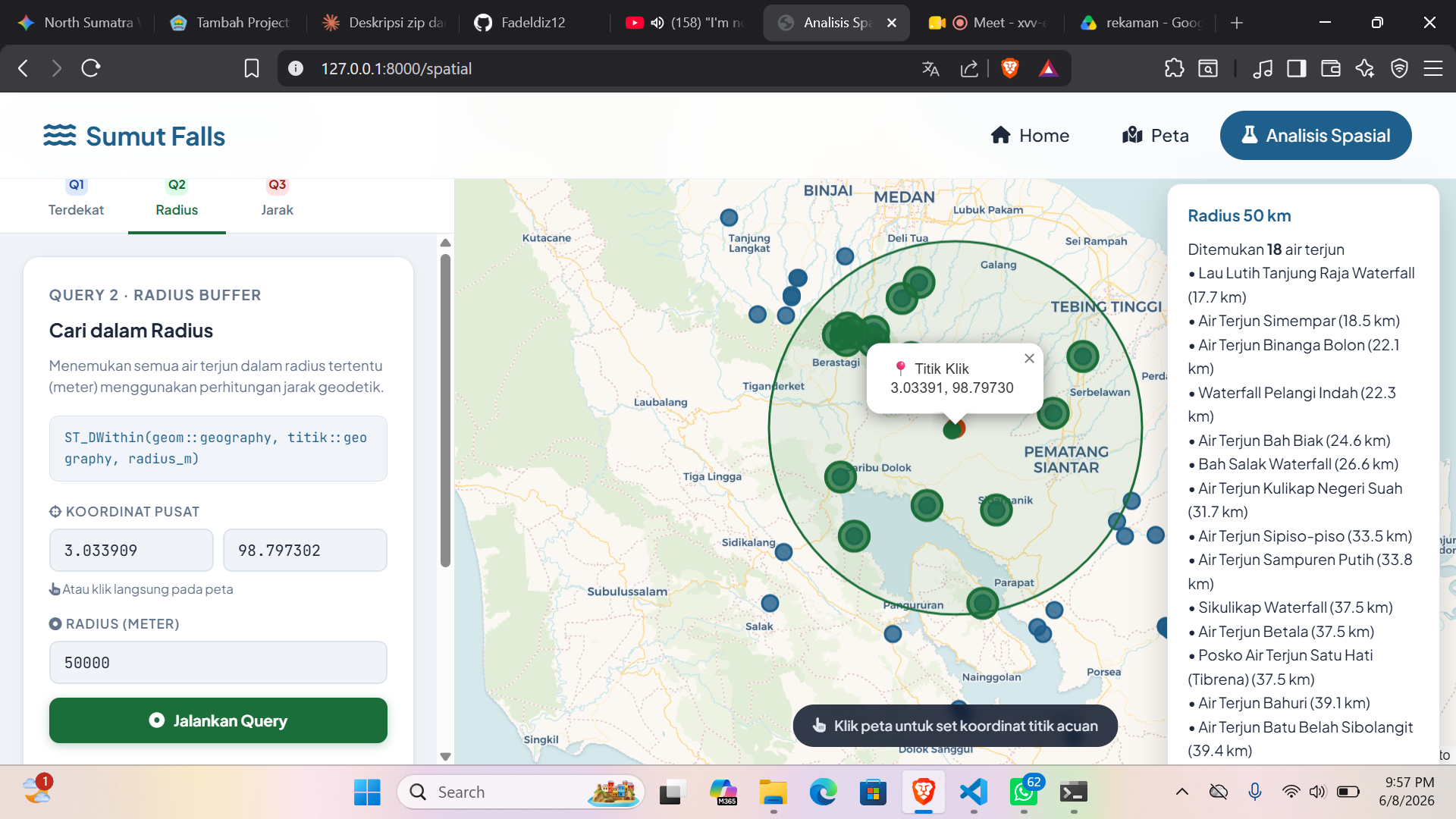 Screenshot 4 dari project Sistem Informasi Geografis Lokasi Wisata Air Terjun di Sumatera Utara