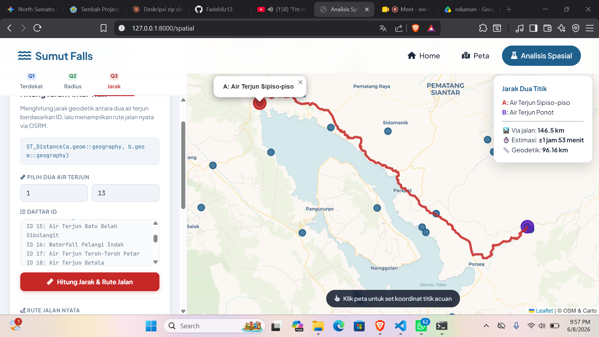 Screenshot 5 dari project Sistem Informasi Geografis Lokasi Wisata Air Terjun di Sumatera Utara