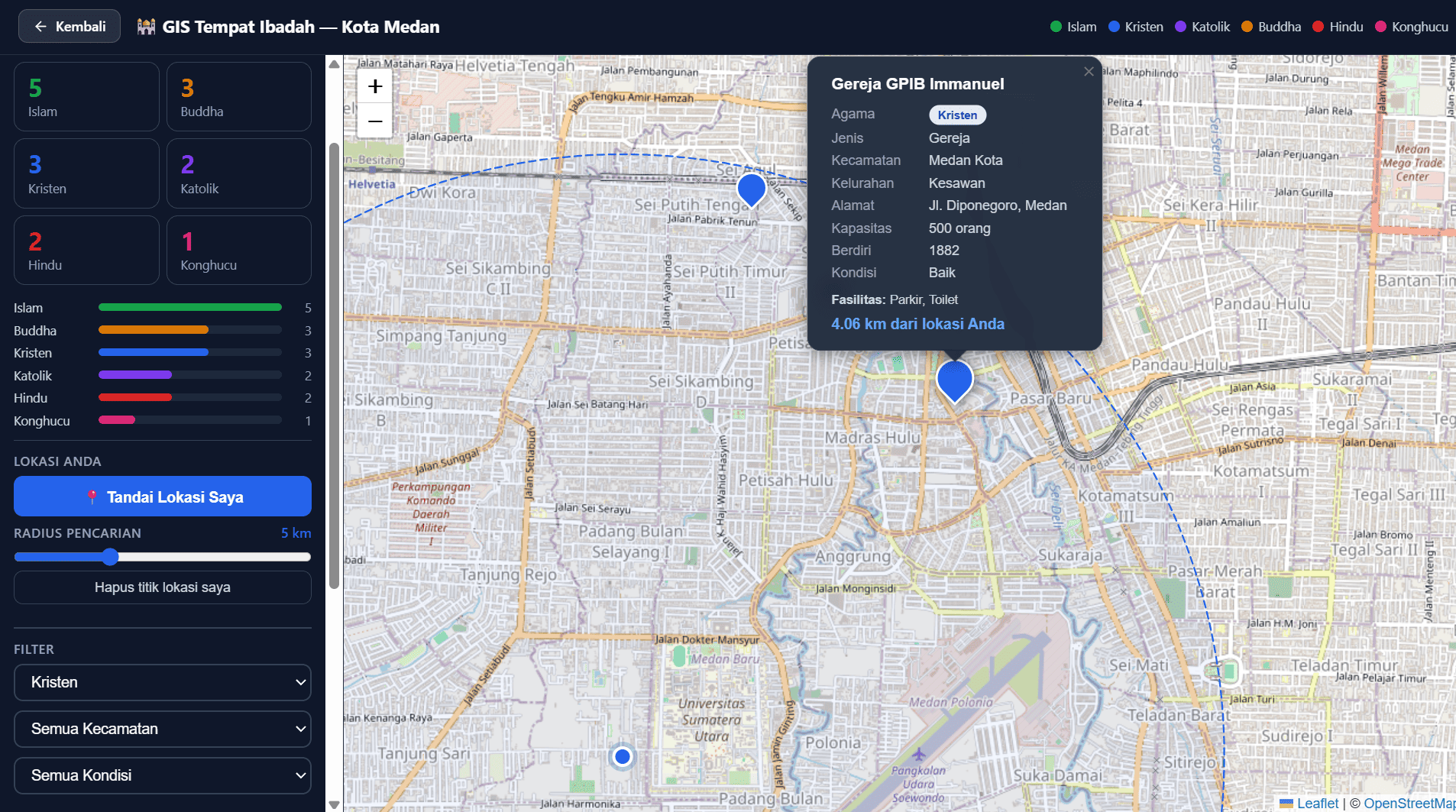 Screenshot 5 dari project GIS-Persebaran Tempat Ibadah di Medan