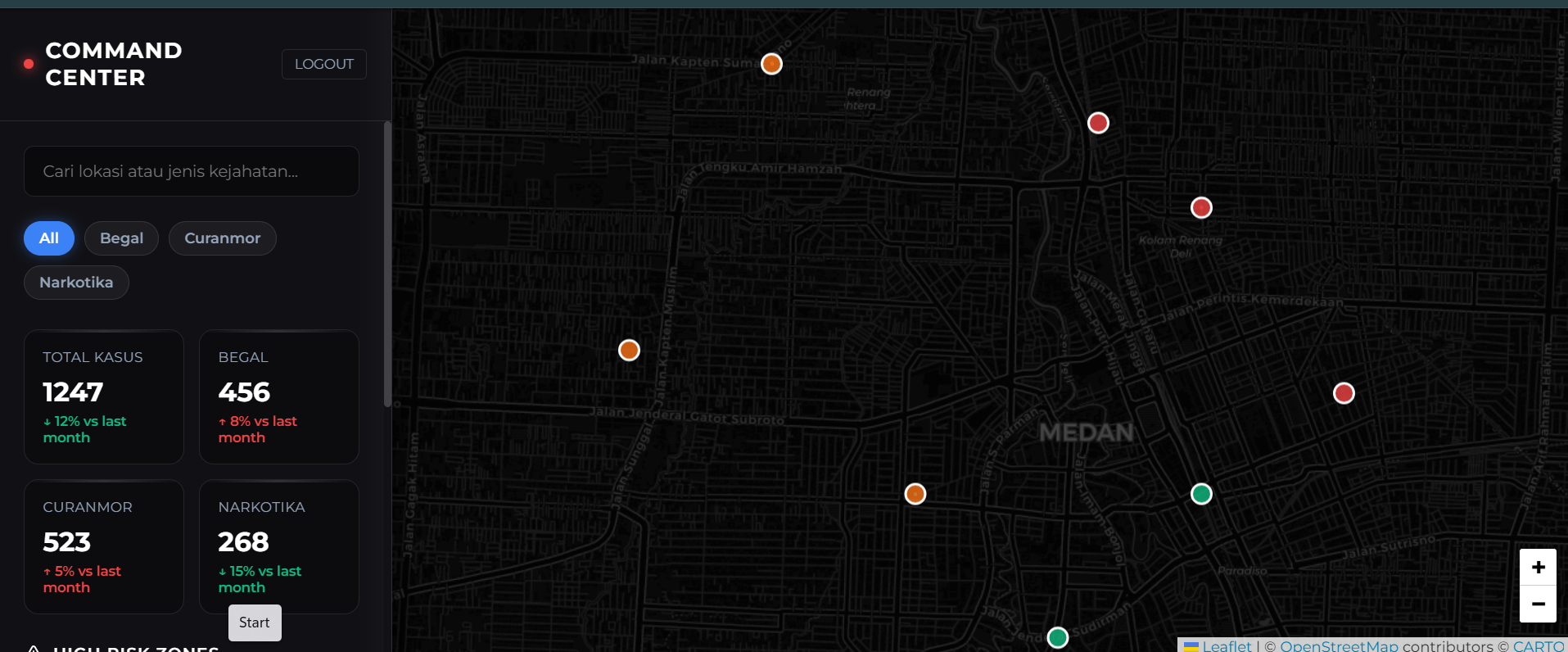Screenshot 3 dari project Crime Mapping Kota Medan