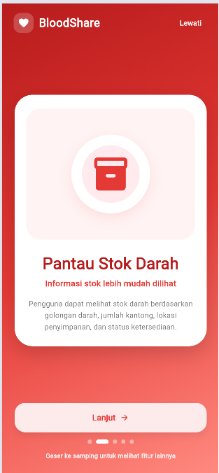 Screenshot 2 dari project BloodShare – Aplikasi Donor Darah dan Permintaan Darah Berbasis Mobile