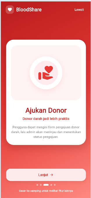 Screenshot 3 dari project BloodShare – Aplikasi Donor Darah dan Permintaan Darah Berbasis Mobile