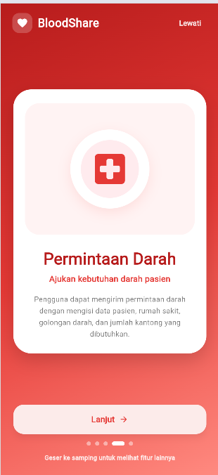 Screenshot 4 dari project BloodShare – Aplikasi Donor Darah dan Permintaan Darah Berbasis Mobile