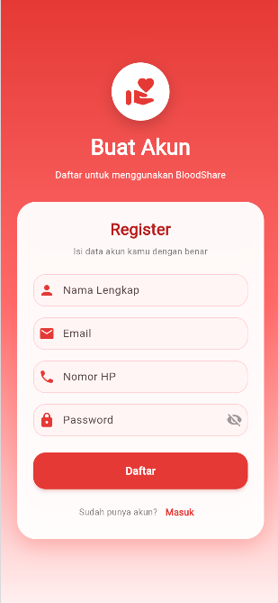 Screenshot 8 dari project BloodShare – Aplikasi Donor Darah dan Permintaan Darah Berbasis Mobile