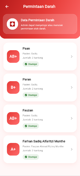 Screenshot 14 dari project BloodShare – Aplikasi Donor Darah dan Permintaan Darah Berbasis Mobile