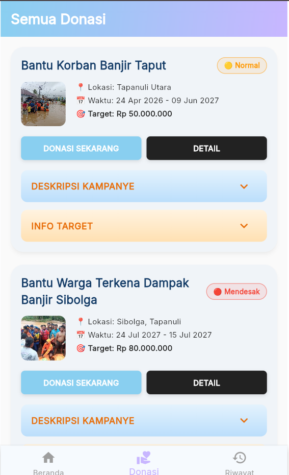 Screenshot 2 dari project Aplikasi Donasi We Safe Berbasis Flutter