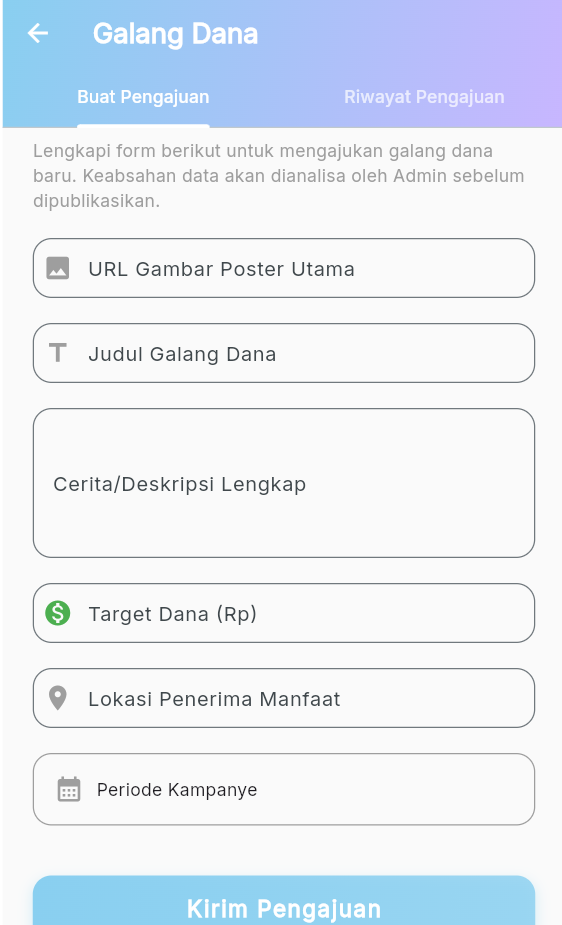 Screenshot 4 dari project Aplikasi Donasi We Safe Berbasis Flutter
