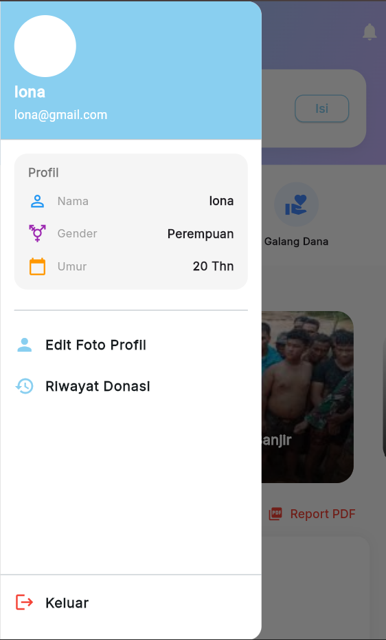 Screenshot 5 dari project Aplikasi Donasi We Safe Berbasis Flutter