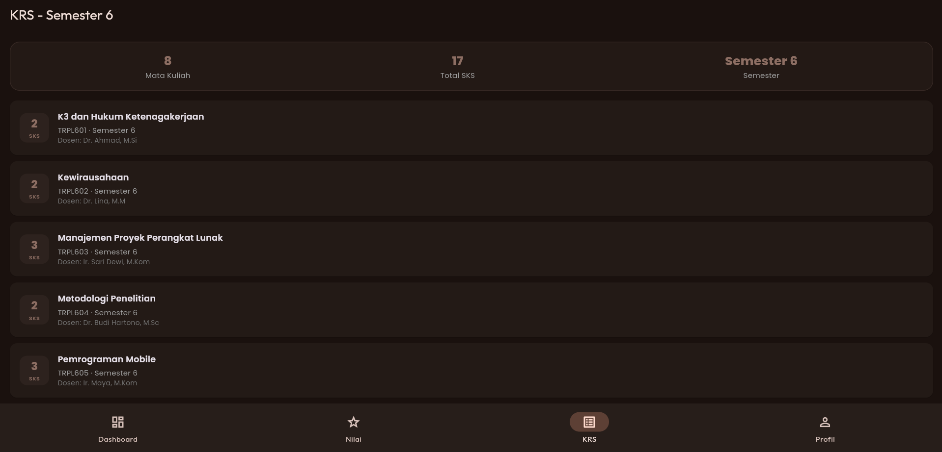 Screenshot 1 dari project Aplikasi Akademik Jurusan Komputer & Informatika Polmed berbasis Flutter dan Firebase