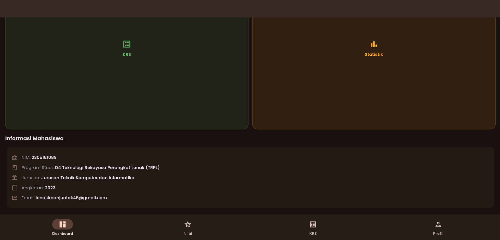 Screenshot 4 dari project Aplikasi Akademik Jurusan Komputer & Informatika Polmed berbasis Flutter dan Firebase
