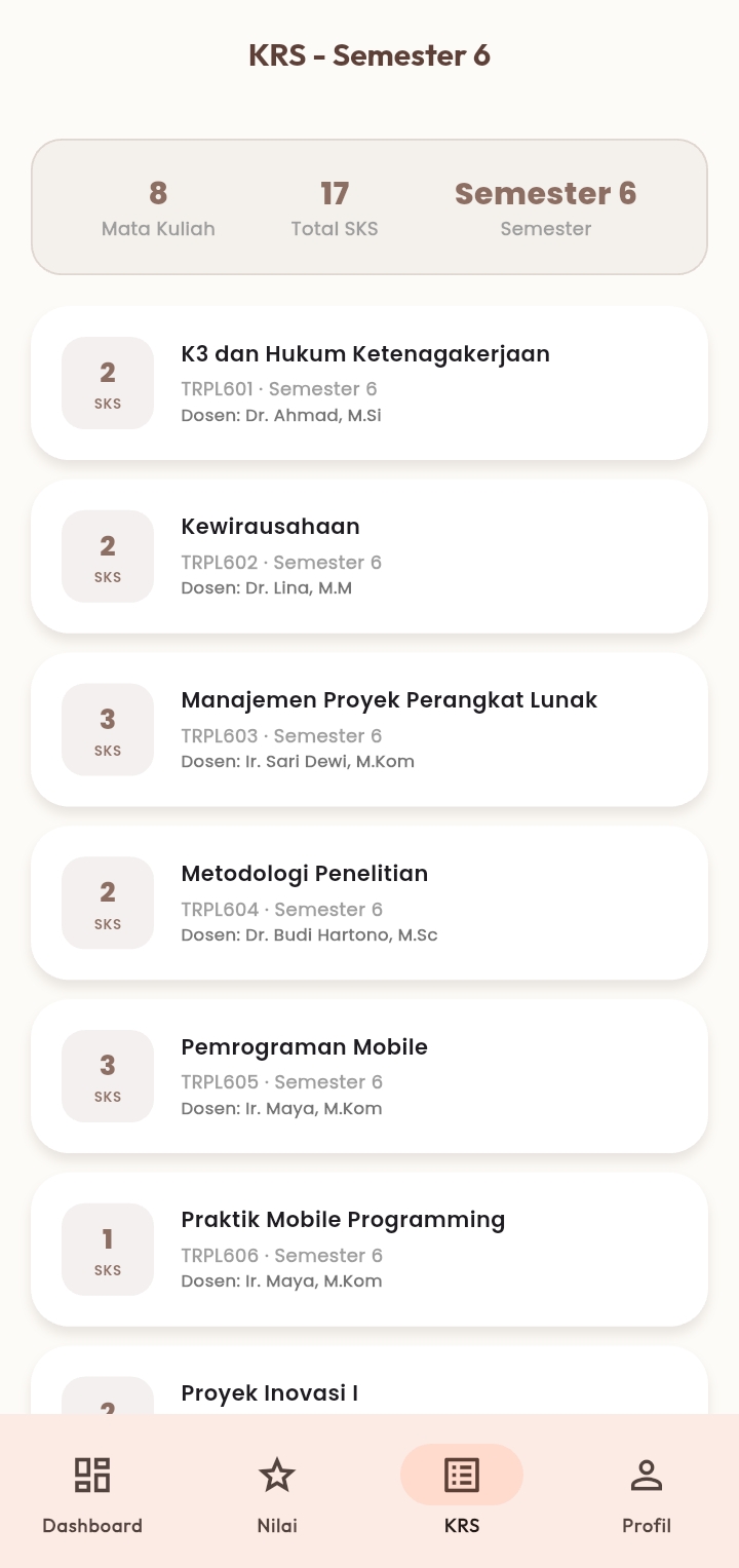 Screenshot 11 dari project Aplikasi Akademik Jurusan Komputer & Informatika Polmed berbasis Flutter dan Firebase