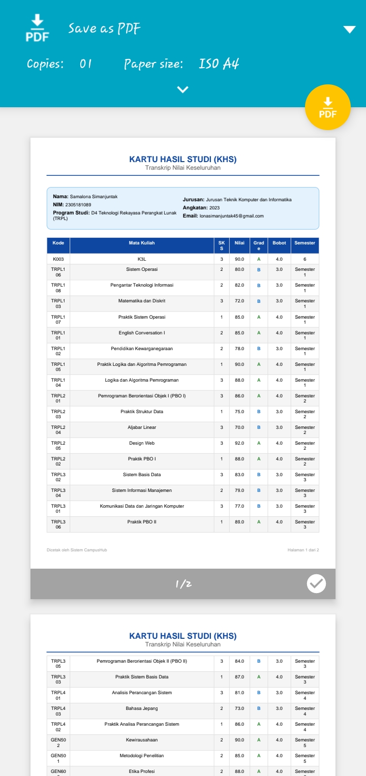 Screenshot 12 dari project Aplikasi Akademik Jurusan Komputer & Informatika Polmed berbasis Flutter dan Firebase